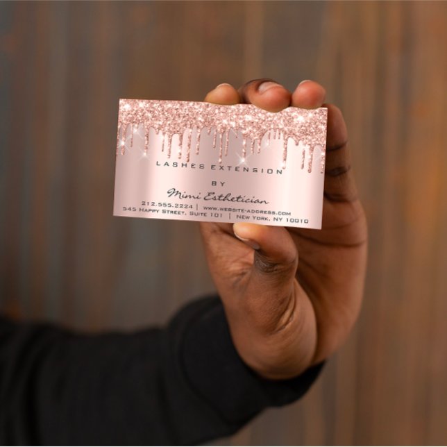 Carte De Visite Instructions de suivi Lash Rose Gold Drives Spark (Aftercare Instructions Lash Rose Gold Drips Spark Business Card)