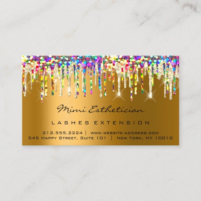 Carte De Visite Instructions de suivi Lash Rose Holographe Or (Devant)