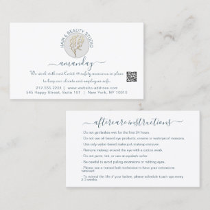 Carte De Visite Instructions de suivi Lash White Logo QR CODE