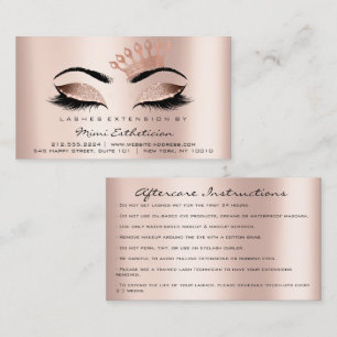 Carte De Visite Instructions de suivi Lashes Rose Crown