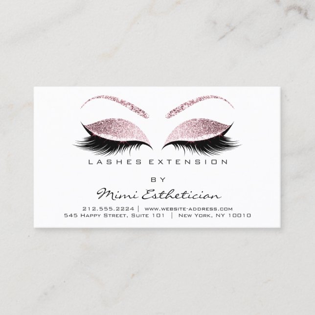 Carte De Visite Instructions de suivi Lashes Studio Pink Pastel (Devant)