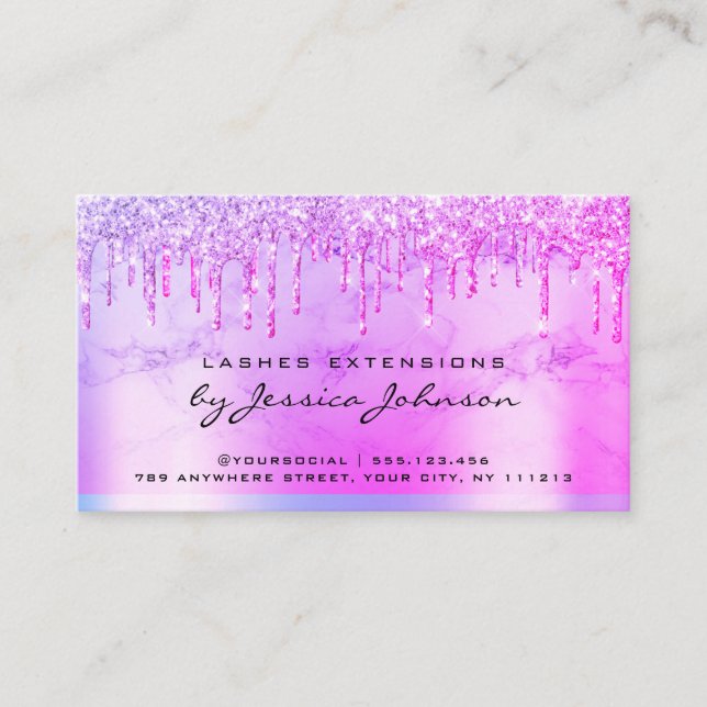 Carte De Visite Instructions de suivi Purple Glossy Parties scinti (Devant)