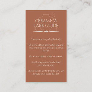 Carte De Visite Instructions d'entretien de la poterie en terre cu