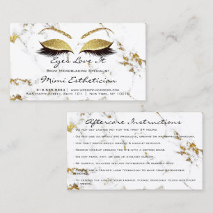 Carte De Visite Instructions d'entretien Lash Extension Gold Marbr