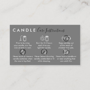 Carte De Visite Instructions d'entretien pour bougie simple grise