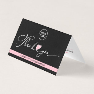 Carte De Visite Instructions et Merci pliés pour le soin des bougi