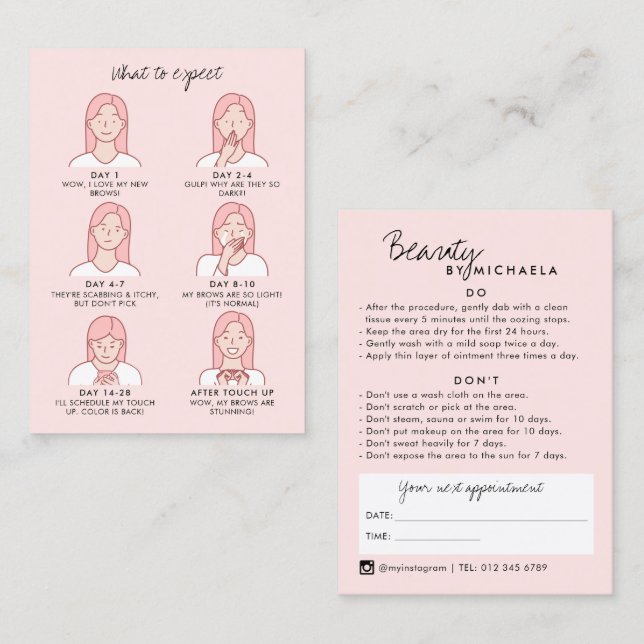 Carte De Visite Instructions et rendez-vous pour les soins postéri (Devant / Derrière)