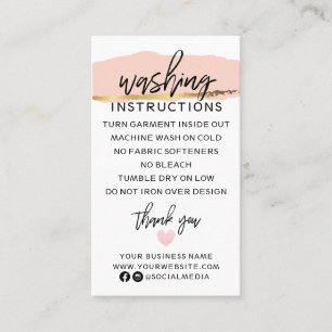 Carte De Visite Instructions modernes de lavage Vêtements Chemise 