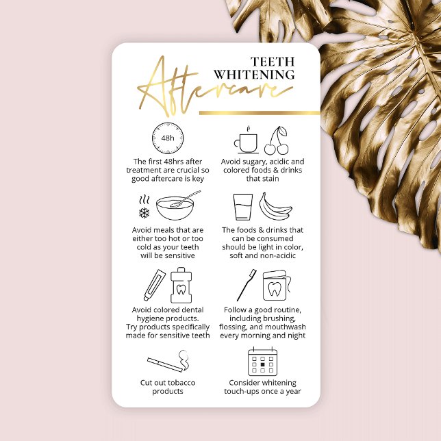 Carte De Visite Instructions pour blanchir les dents White & Gold  (Créateur téléchargé)
