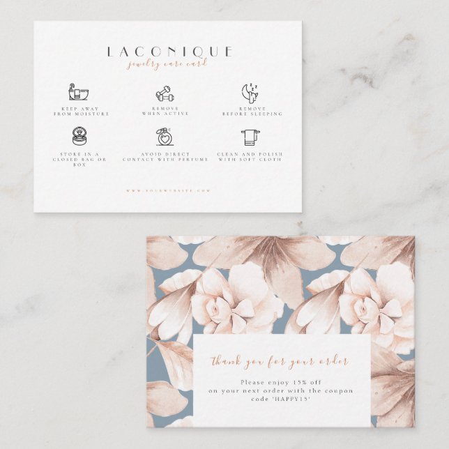 Carte De Visite Instructions pour la bijouterie | Fleurs  (Devant / Derrière)