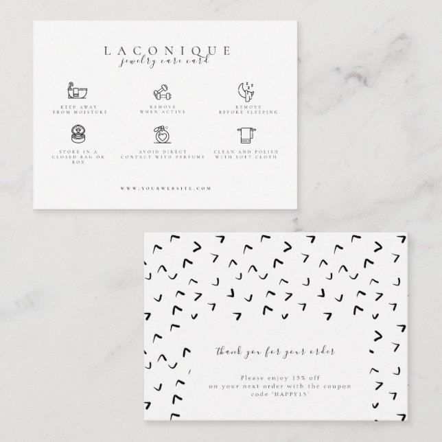 Carte De Visite  Instructions pour la bijouterie | Soins d'oreille (Devant / Derrière)