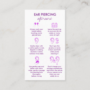 Carte De Visite Instructions pour le perçage des oreilles Prolonga