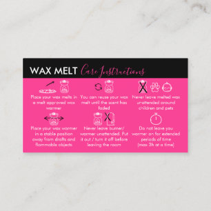 Carte De Visite Instructions pour le soin de la cire rose Neon