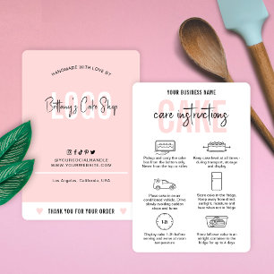 Carte De Visite Instructions pour l'entretien des gâteaux Boulange