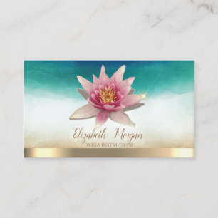 Carte De Visite Instructrice de yoga élégante Aquarelle Lotus 