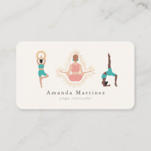 Carte De Visite Instructrice de yoga Femmes Arbre Pose Tan clair