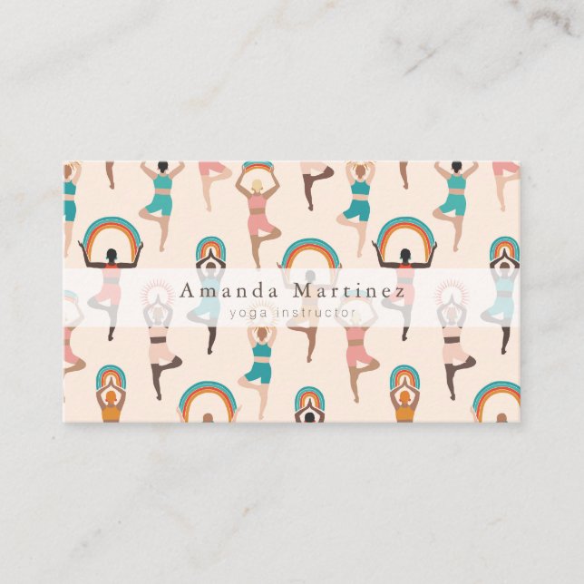 Carte De Visite Instructrice de yoga Femmes Yoga Pose Tan clair (Devant)