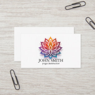 Carte De Visite Instructrice de yoga Lotus Blanc Minimaliste Moder
