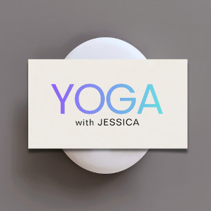 Carte De Visite Instructrice de yoga minimaliste bleu blanc gras
