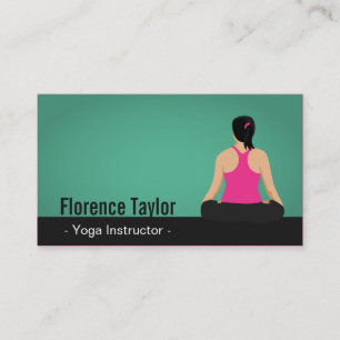 Carte De Visite Instructrice de yoga moderne, saisissante et verte