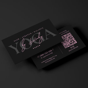 Carte De Visite Instructrice de yoga privée minimale Rose Noir 