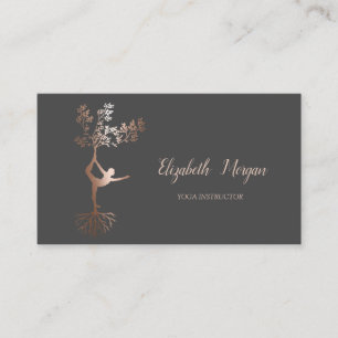 Carte De Visite Instructrice de yoga, Rose Gold Tree femmes Silhou
