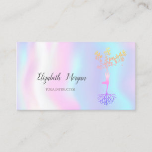 Carte De Visite Instructrice de yoga, Silhouette Holographique pou