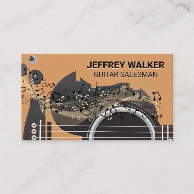 Carte De Visite Instrument de guitare | Notes musicales (Devant)