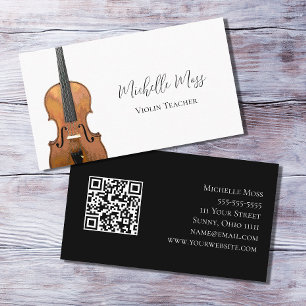 Carte De Visite Instrument de musique QR code Violon Enseignant