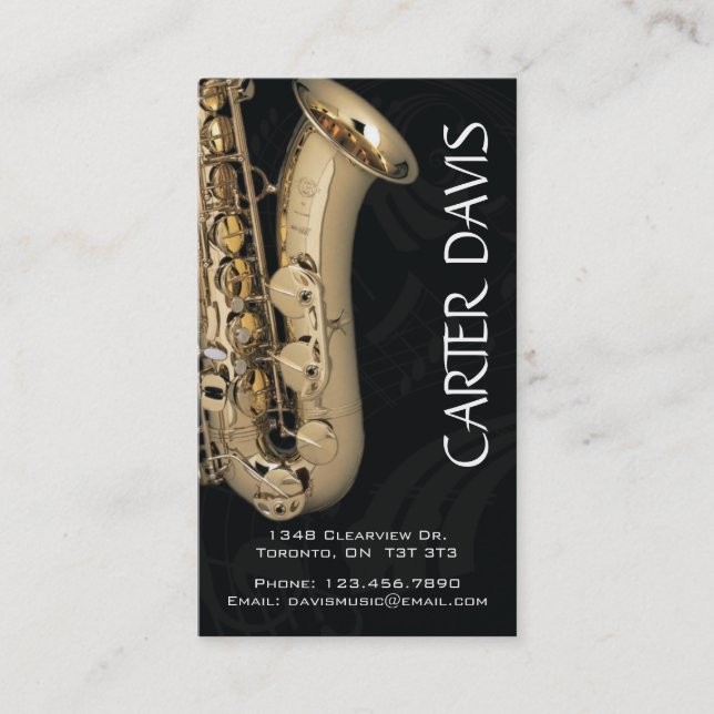 Carte De Visite Instrument de musique - Saxaphone (Devant)
