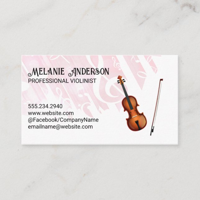 Carte De Visite Instrument de violon | Arrière - plan Music Sound  (Devant)