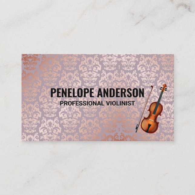 Carte De Visite Instrument de violon | Modèle Damask Luxury (Devant)