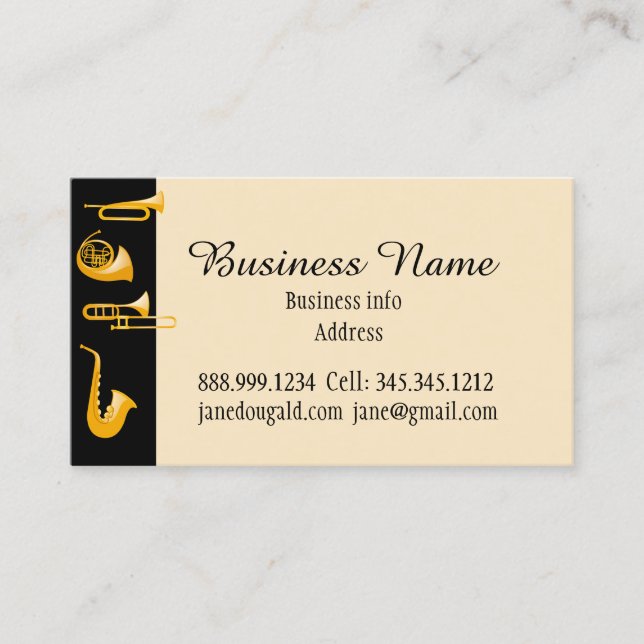Carte De Visite Instruments de laiton Musicien Musique Business (Devant)