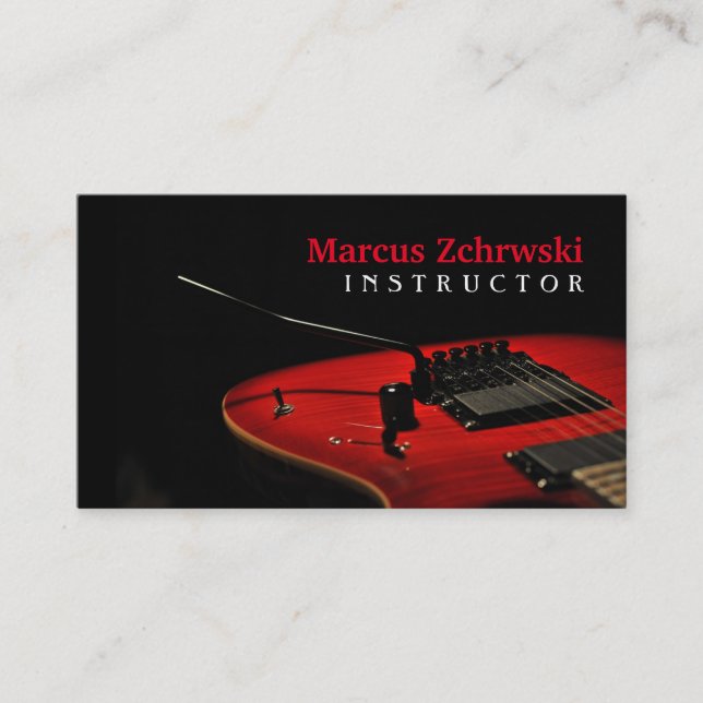 Carte De Visite Instruments de musique d'instructeur de guitare (Devant)