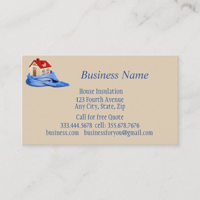 Carte De Visite  Insulation Installation Homes Business  (Devant)