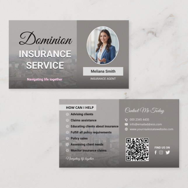 Carte De Visite Insurance Agency, Insurance Agent, Broker, Adviser (Devant / Derrière)