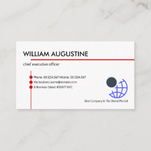 Carte De Visite Intercepteur minimaliste de Red Lines Propriétair
