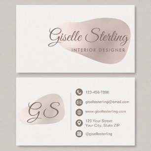 Carte De Visite Intérieur Designer Rose Gold Foil Blush Abstrait