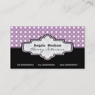Carte De Visite Intérieur en pois blanc violet noir