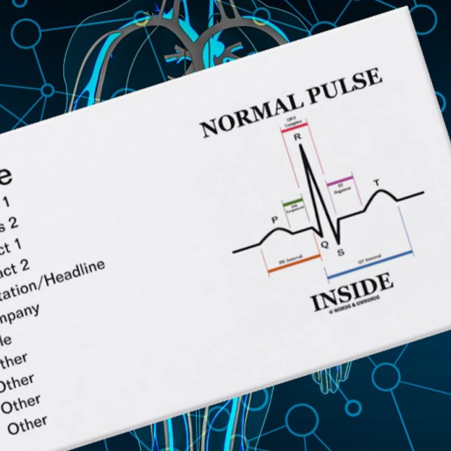 Carte De Visite Intérieur normal d'impulsion (électrocardiogramme (Business card featuring normal sinus rhythm for anyone with a "Normal Pulse Inside")