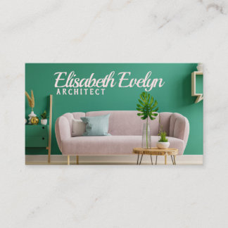 Carte De Visite Intérieur vert dans intérieur moderne salon
