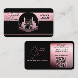 Carte De Visite Interior Design or Architect Logo Black and Rose