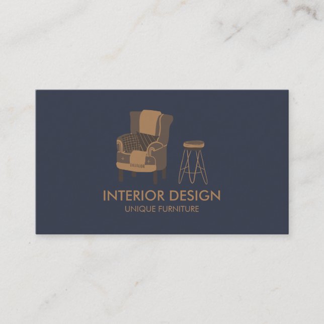Carte De Visite Interior Design Sofa Table Pillow navy (Devant)