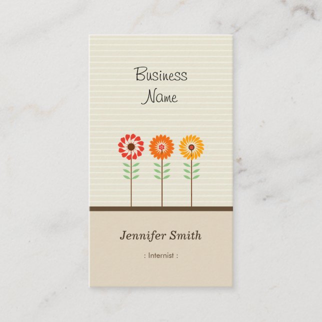 Carte De Visite Internist - Cute Floral Thème (Devant)