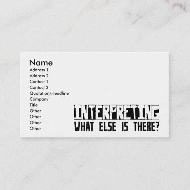 Carte De Visite Interprétant quoi encore est là ? (Devant)