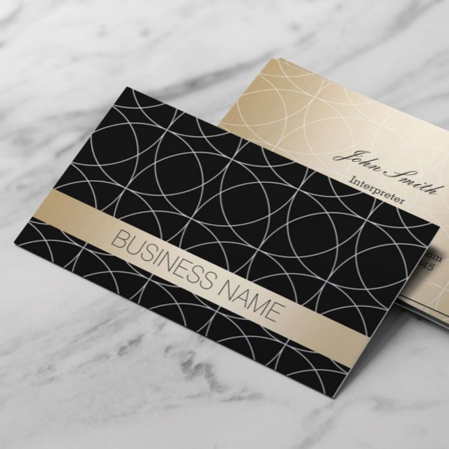 Carte De Visite Interprète de luxe Black & Gold (Créateur téléchargé)