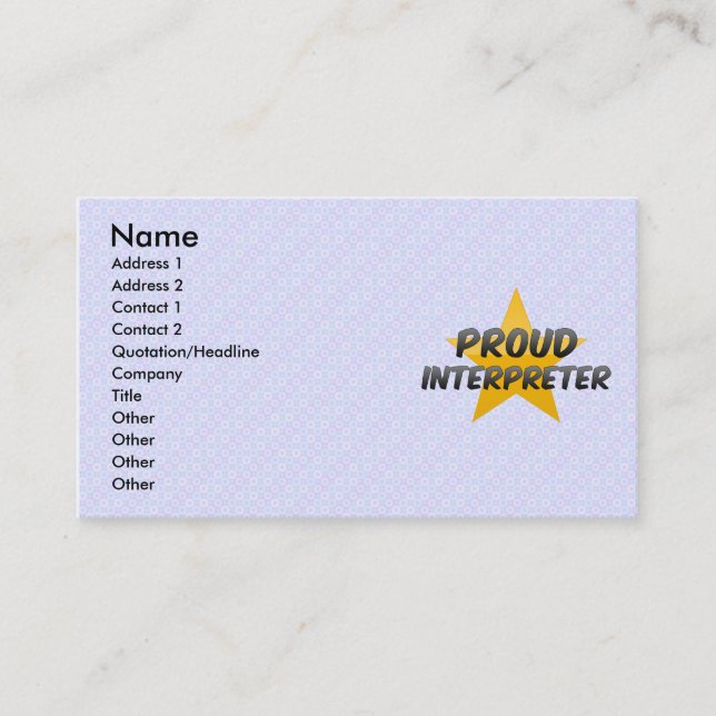 Carte De Visite Interprète fier (Devant)