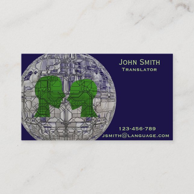 Carte De Visite Interprète indépendant de langue de traducteur (Devant)