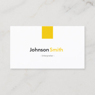Carte De Visite Interprète - Simple jaune ambre