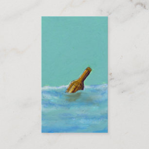Carte De Visite Intitulé : Message - dessin de bouteille à la mer